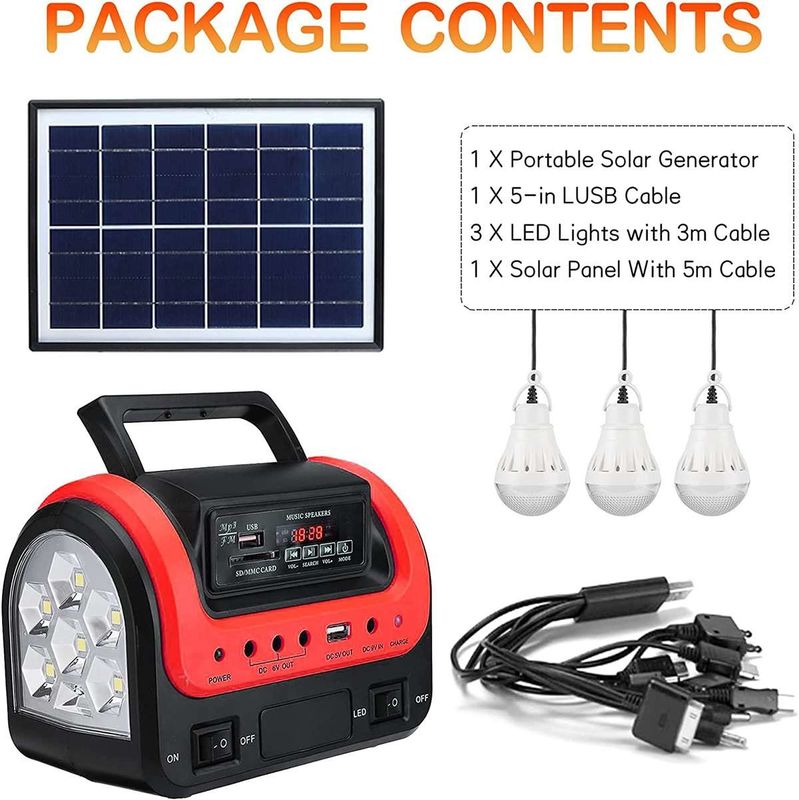 Dc LED Lights ژنراتور انرژی خورشیدی برای استفاده در خانه کیت مینی روشنایی خانگی