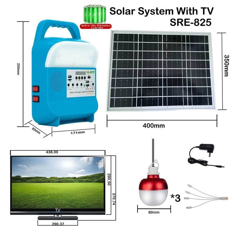 نوع سلول باتری لیتیوم قابل حمل LED خانه نور خورشیدی کیت های روشنایی قدرت SRE-815
