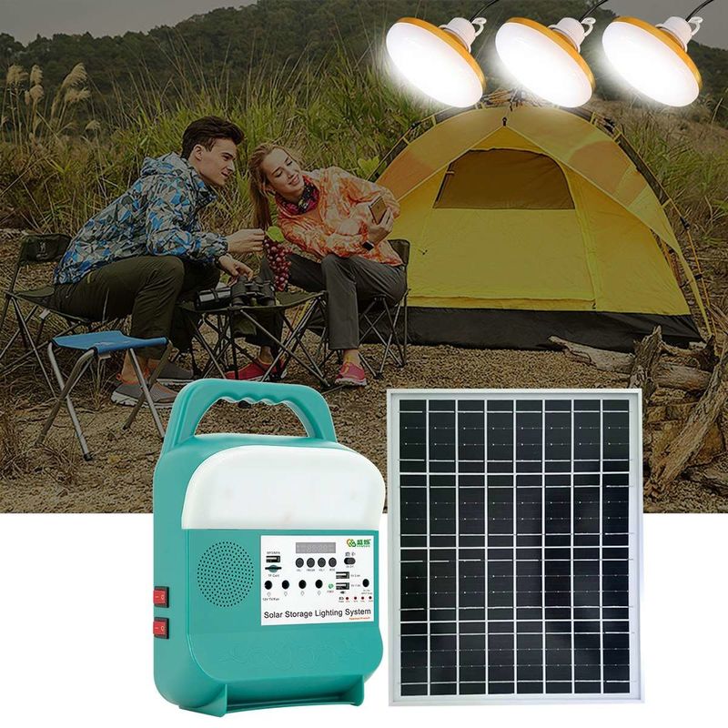 کیت 12 ولتی سیستم نور قابل شارژ خورشیدی ذخیره انرژی برای خانه و فضای باز