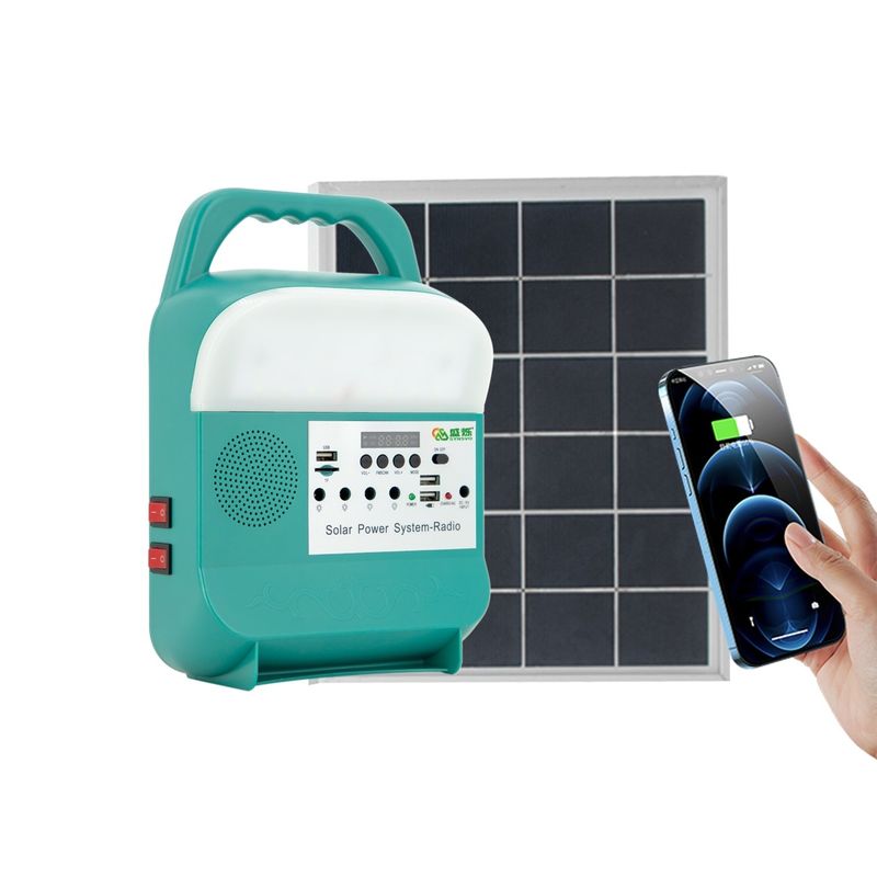 کیت روشنایی برق خورشیدی 9 وات LED لامپ دیواری شارژر تلفن ایستگاه قابل حمل SRE-689
