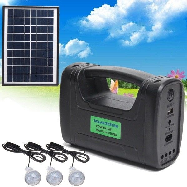 کیت روشنایی خورشیدی داخلی 12 عددی SMD LED 3W 4W 5W با باتری سرب اسید 4Ah