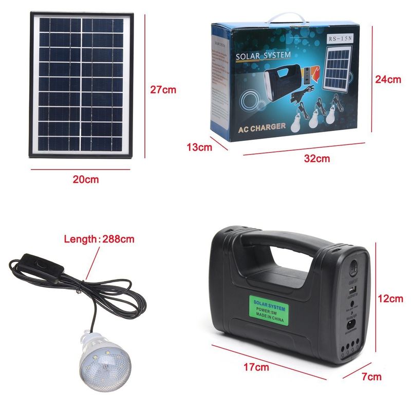 کیت روشنایی خورشیدی داخلی 12 عددی SMD LED 3W 4W 5W با باتری سرب اسید 4Ah