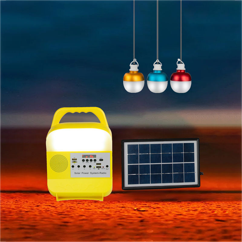 سیستم روشنایی خانه خورشیدی قابل حمل مات رنگ شده لامپ LED 5W 3PCS با پنل خورشیدی