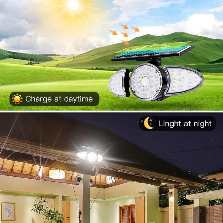 40000H طول عمر 3.7V 2500mAh چراغ دیواری خورشیدی 38PCS LED چراغ سنسور حرکت دیواری