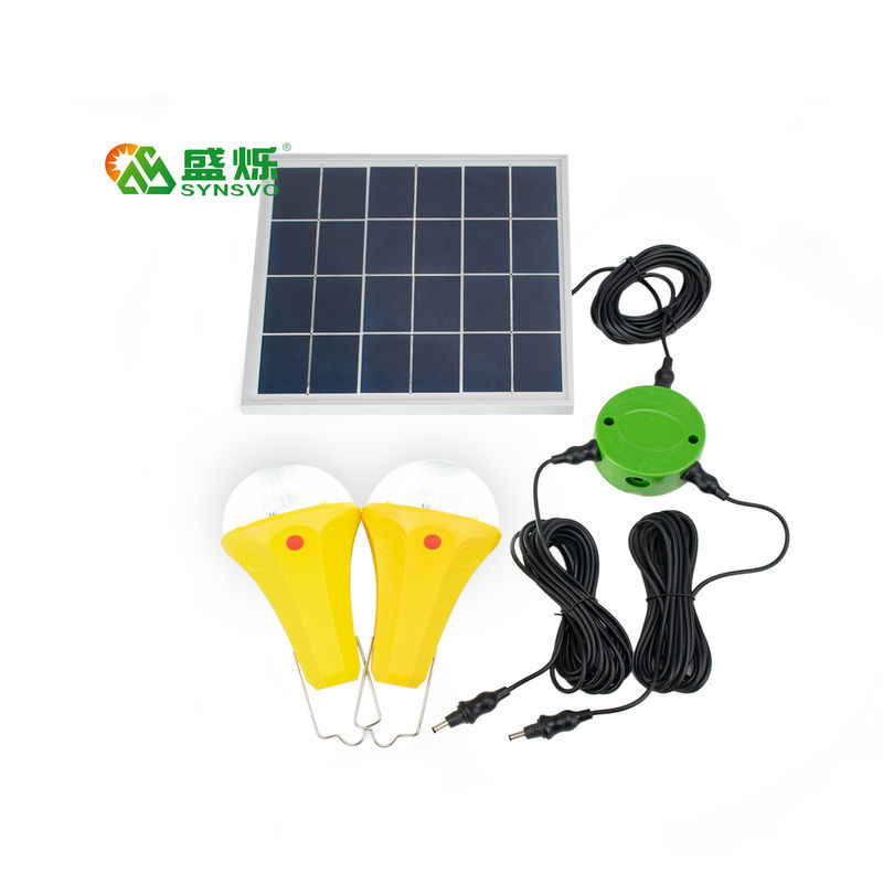 کیت های لامپ خورشیدی CE ROHS 10W 5V 2pcs*3W Bulb Solar with Mono Solar Panel