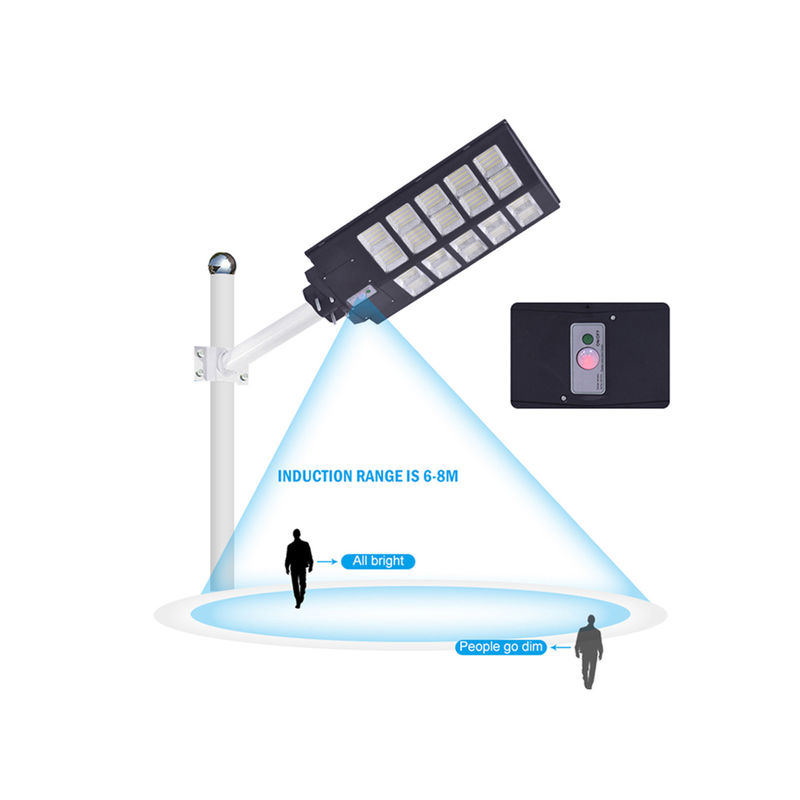 سنسور حرکت Streetlight ABS ضد آب IP65 100w 300w یکپارچه چراغ خیابانی خورشیدی در فضای باز
