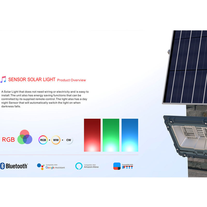 برنامه هوشمند کنترل RGB رنگ نور افکن خارجی در فضای باز انرژی خورشیدی